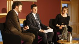 Chris van der Kuyl, Ken Macintosh MSP and Karine Polwart speak at the event