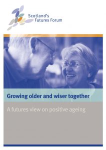 Front cover of report with two older people smiling and title: Growing Older and Wiser Together