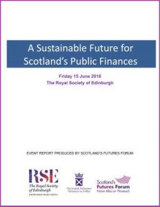 Front cover of report: "A Sustainable Future For Scotland's Public Finances"