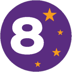 Image of number 8 and four stars