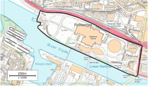 Map showing outline of part of SEC Glasgow