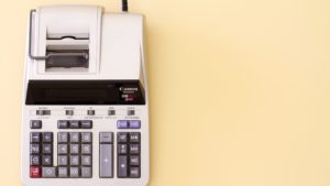 Image of old calculator with mini printer incorporated