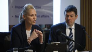 Shelley Kerr talks at Leaders in Sport event - Ken McIntosh alongside