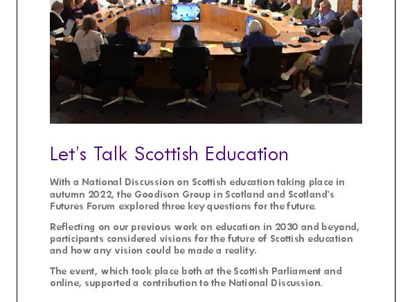 Image of Front Cover of Let's Talk Scottish Education event report - 8 Nov 2022