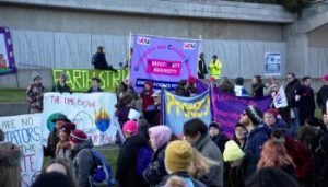 A Code Red for Climate Change demo outside the Scottish Parliament