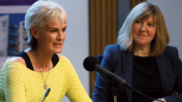 Judy Murray talks at Leaders in Sport event - Alison Johnstone alongside