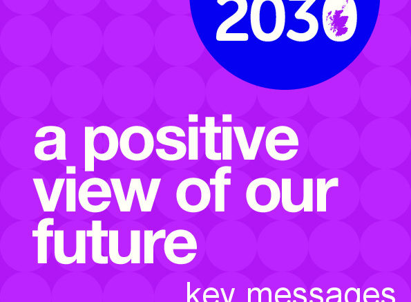 Front page of report with title - Scotland 2030: a positive view of our future: key messages